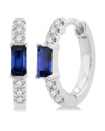 Gemstone & Petite Diamond Huggie Fashion Earrings