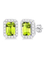 LysThZen 14K White Gold Diamond Halo Earrings