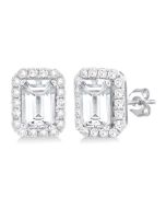 AeVelLys 14K White Gold Diamond Halo Earrings