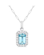 Aster Emerald Shape Gemstone & Halo Diamond Pendant