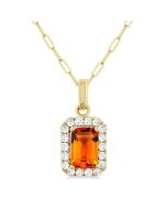 Freya Emerald Shape Gemstone & Halo Diamond Pendant