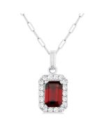 Vesper Emerald Shape Gemstone & Halo Diamond Pendant
