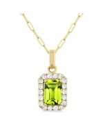 Aria Emerald Shape Gemstone & Halo Diamond Pendant
