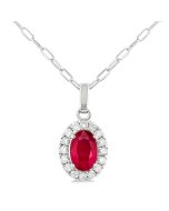 Aurora Oval Shape Gemstone & Halo Diamond Pendant