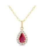 Haven Pear Shape Gemstone & Halo Diamond Pendant