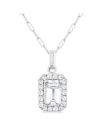 Sonata Emerald Shape Gemstone & Halo Diamond Pendant