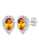 RaValVal 14K White Gold Diamond Halo Earrings