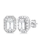 XeLysEl 14K White Gold Diamond Halo Earrings
