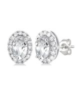 ValOraAe 14K White Gold Diamond Halo Earrings