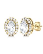 ElThTh 14K White Gold Diamond Halo Earrings