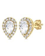 LysLysRa 14K White Gold Diamond Halo Earrings