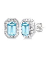 IonCaOn 14K White Gold Diamond Halo Earrings