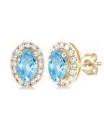 PhoVioVal 14K White Gold Diamond Halo Earrings