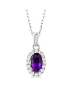 Aurora Oval Shape Gemstone & Halo Diamond Pendant