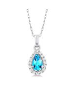 Vesper Pear Shape Gemstone & Halo Diamond Pendant
