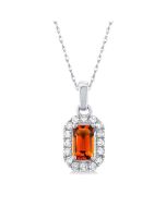Lumira Octagon Citrine & Diamond Pendant in 14K White Gold