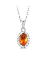 Zephyr Oval Shape Gemstone & Halo Diamond Pendant
