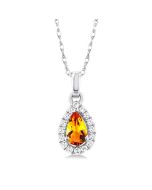 Sonata Pear Shape Gemstone & Halo Diamond Pendant