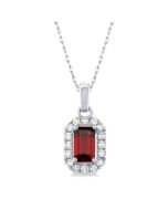 Luna Emerald Shape Gemstone & Halo Diamond Pendant