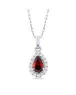 Haven Pear Shape Gemstone & Halo Diamond Pendant