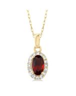 Cascade Oval Shape Gemstone & Halo Diamond Pendant