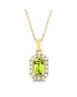 Ivy Emerald Shape Gemstone & Halo Diamond Pendant