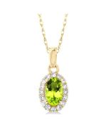 Aster Oval Shape Gemstone & Halo Diamond Pendant