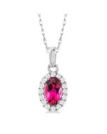 Zephyr Oval Shape Gemstone & Halo Diamond Pendant