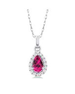 Zephyr Pear Shape Gemstone & Halo Diamond Pendant