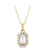 Solenyx White Topaz & Diamond Pendant in 14K Yellow Gold