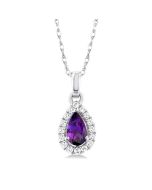 Nimbus Pear Shape Gemstone & Halo Diamond Pendant