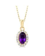 Tempest Oval Shape Gemstone & Halo Diamond Pendant