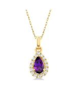 Elysian Pear Shape Gemstone & Halo Diamond Pendant