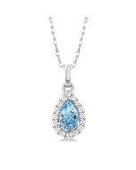 Tempest Pear Shape Gemstone & Halo Diamond Pendant