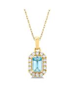 Nova Emerald Shape Gemstone & Halo Diamond Pendant