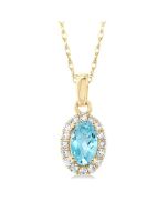 Halcyon Oval Shape Gemstone & Halo Diamond Pendant