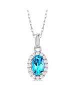Solstice Oval Shape Gemstone & Halo Diamond Pendant