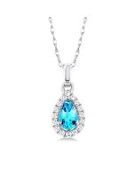 Echo Pear Shape Gemstone & Halo Diamond Pendant