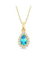 Nova Pear Shape Gemstone & Halo Diamond Pendant