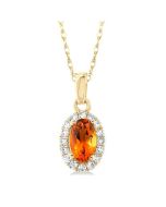 Citirine Oval Shape Gemstone & Halo Diamond Pendant