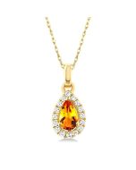 Ember Pear Shape Gemstone & Halo Diamond Pendant