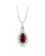 Zephyr Pear Shape Gemstone & Halo Diamond Pendant