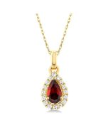 Pear Shape Gemstone & Halo Diamond Pendant