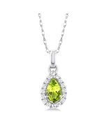 Lyric Pear Shape Gemstone & Halo Diamond Pendant