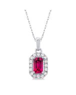 Haven Emerald Shape Gemstone & Halo Diamond Pendant