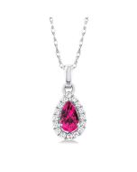 Tempest Pear Shape Gemstone & Halo Diamond Pendant