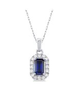 Sonata Emerald Shape Gemstone & Halo Diamond Pendant