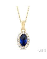 Umber Prairie Oval Shape Gemstone & Halo Diamond Pendant