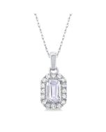 Clarevian White Topaz & Diamond Pendant in 10K White Gold