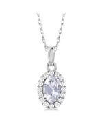 Majesty Oval Shape Gemstone & Halo Diamond Pendant